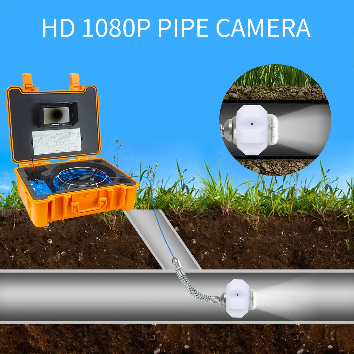 Self Leveling DVR Audio Recording SYANSPAN Pipe Inspection Video Camera Drain Sewer Pipeline Industrial Endoscope Meter Counter